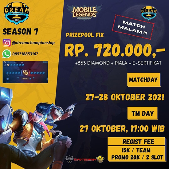 turnamen ml mlbb mole mobile legends oktober 2021 dream championship season 7 poster