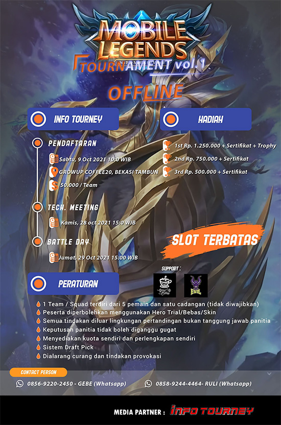 turnamen ml mlbb mole mobile legends oktober 2021 evilxesport x growupcoffee20 poster
