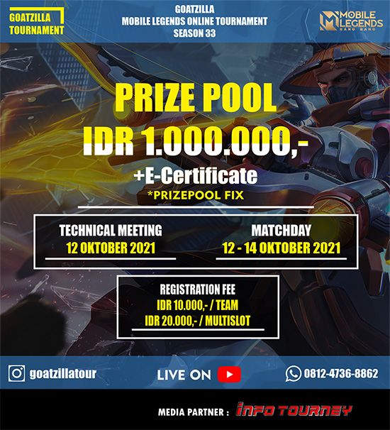 turnamen ml mlbb mole mobile legends oktober 2021 goatzilla season 33 poster
