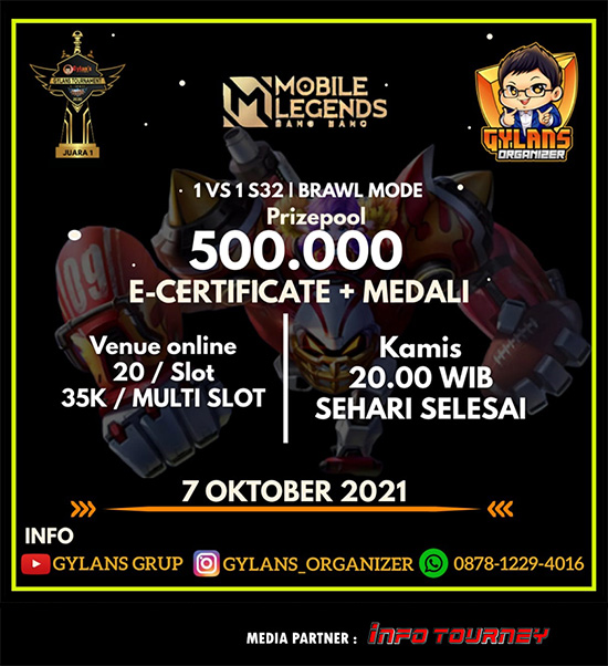 turnamen ml mlbb mole mobile legends oktober 2021 gylans 1vs1 season 32 poster