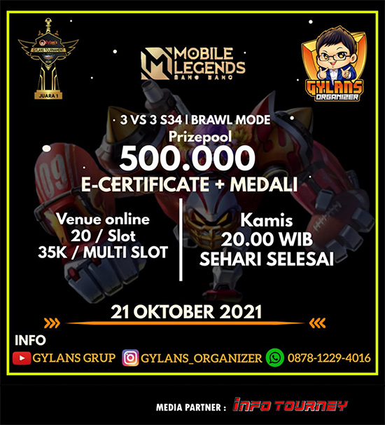 turnamen ml mlbb mole mobile legends oktober 2021 gylans 3vs3 season 34 poster