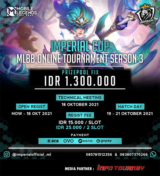 turnamen ml mlbb mole mobile legends oktober 2021 imperial cup season 3 poster