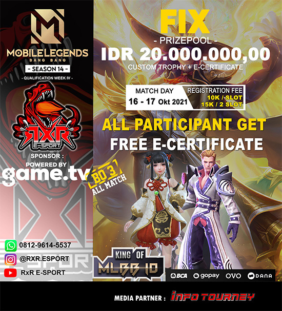 turnamen ml mlbb mole mobile legends oktober 2021 king of mlbb x rxr esport season 14 week 4 poster