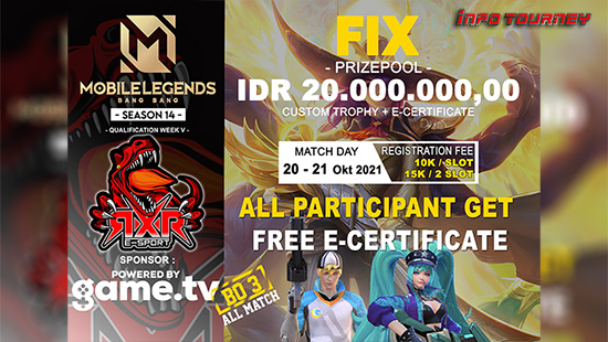 turnamen ml mlbb mole mobile legends oktober 2021 king of mlbb x rxr esport season 14 week 5 logo