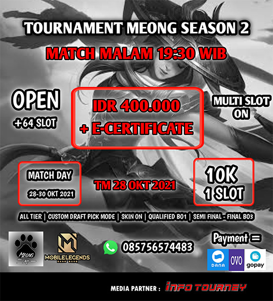 turnamen ml mlbb mole mobile legends oktober 2021 meong season 2 poster