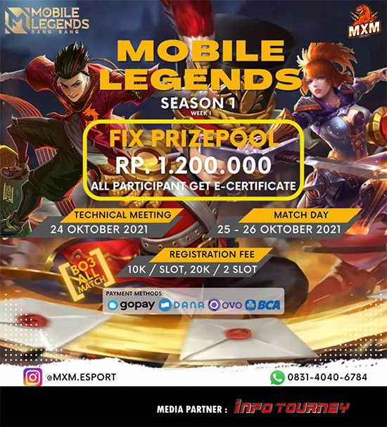 turnamen ml mlbb mole mobile legends oktober 2021 mxm season 1 week 1 poster