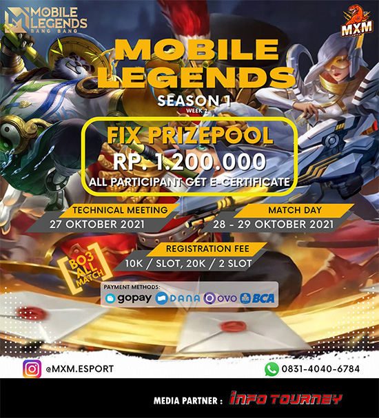 turnamen ml mlbb mole mobile legends oktober 2021 mxm season 1 week 2 poster