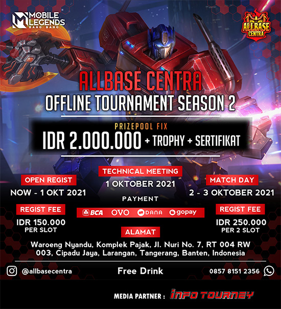 turnamen ml mlbb mole mobile legends oktober 2021 allbase centra offline season 2 poster