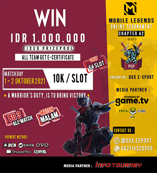 turnamen ml mlbb mole mobile legends oktober 2021 dgx esport chapter 42 sesi 1 poster