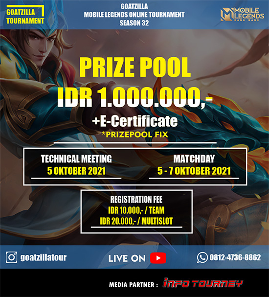 turnamen ml mlbb mole mobile legends oktober 2021 goatzilla season 32 poster