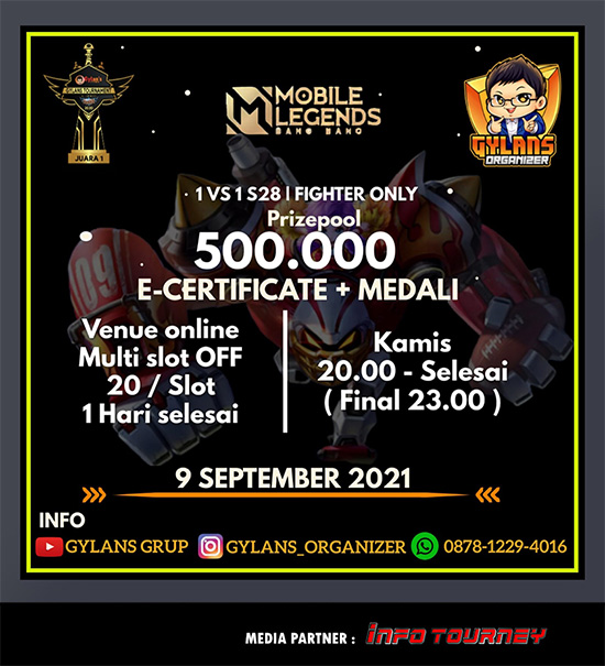 turnamen ml mlbb mole mobile legends september 2021 gylans 1vs1 season 28 poster