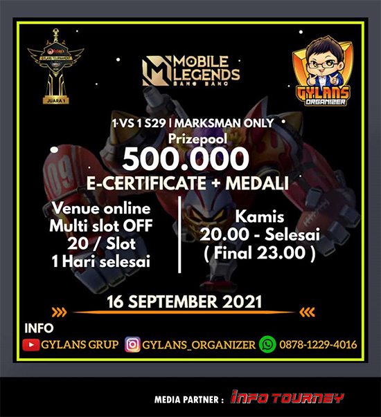turnamen ml mlbb mole mobile legends september 2021 gylans 1vs1 season 29 poster
