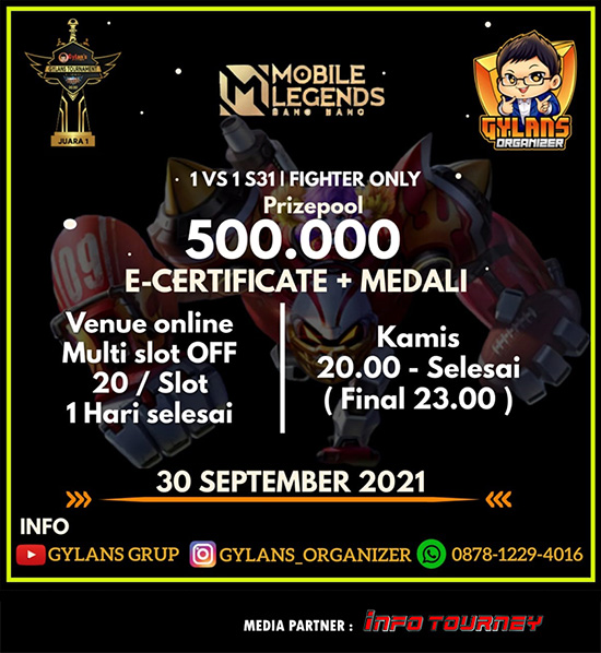 turnamen ml mlbb mole mobile legends september 2021 gylans 1vs1 season 31 poster
