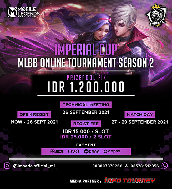 turnamen ml mlbb mole mobile legends september 2021 imperial cup season 2 poster