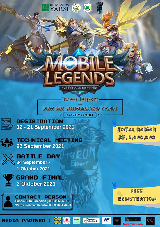 turnamen ml mlbb mole mobile legends september 2021 tyron esport x yarsi university poster