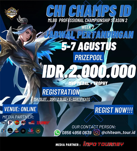 turnamen ml mlbb mole mobile legends agustus 2022 chi champs id season 2 week 2 poster