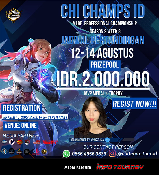 turnamen ml mlbb mole mobile legends agustus 2022 chi champs id season 2 week 3 poster