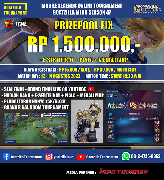 turnamen ml mlbb mole mobile legends agustus 2022 goatzilla season 47 poster