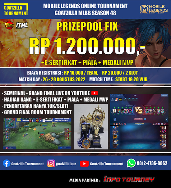 turnamen ml mlbb mole mobile legends agustus 2022 goatzilla season 48 poster