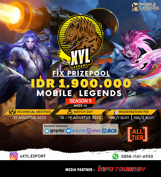 turnamen ml mlbb mole mobile legends agustus 2022 xyl esport season 9 week 4 poster