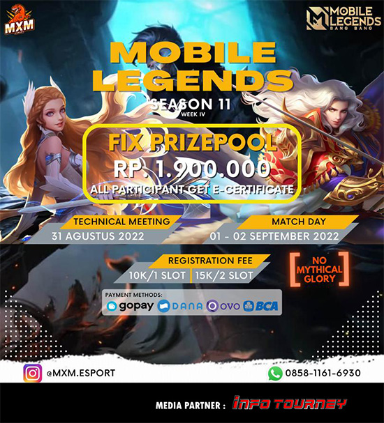 turnamen ml mlbb mole mobile legends september 2022 mxm esport season 11 week 4 poster