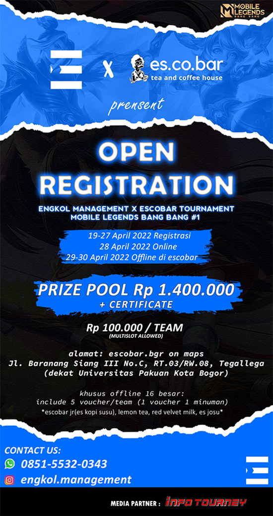 turnamen ml mlbb mole mobile legends april 2022 engkol management x escobar poster