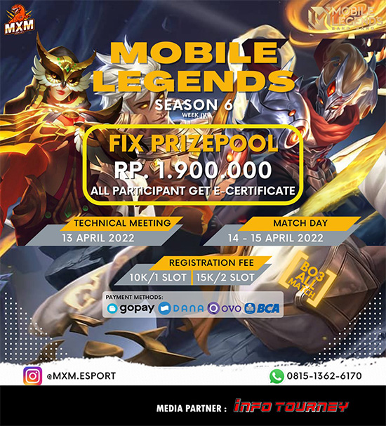 turnamen ml mlbb mole mobile legends april 2022 mxm esport season 6 week 4 poster