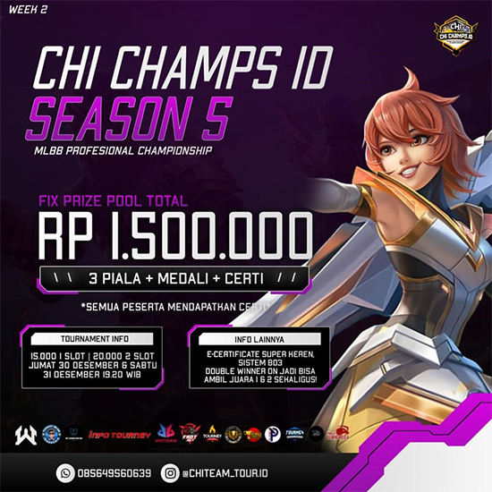 turnamen ml mlbb mole mobile legends desember 2022 chi champs id season 5 week 2 poster