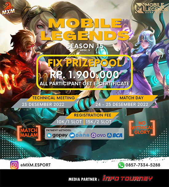 turnamen ml mlbb mole mobile legends desember 2022 mxm esport season 15 week 4 poster