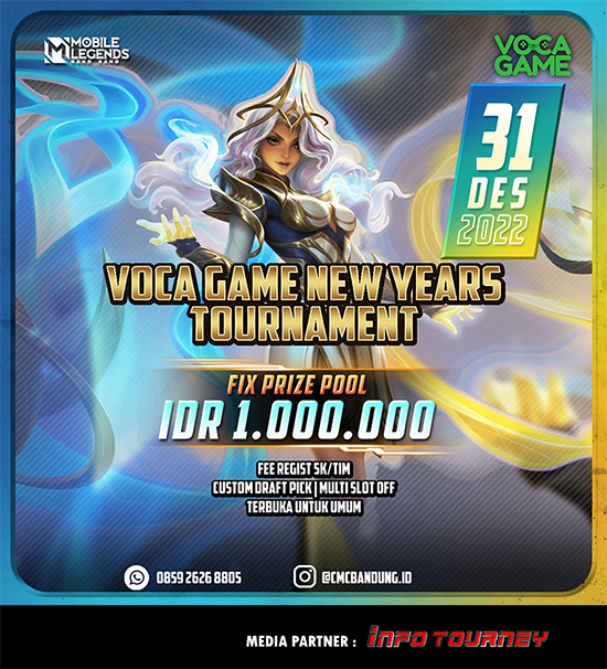 turnamen ml mlbb mole mobile legends desember 2022 voca game new year poster