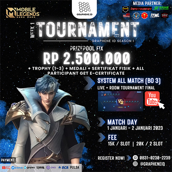 turnamen ml mlbb mole mobile legends januari 2023 graphene id season 1 week 1 poster