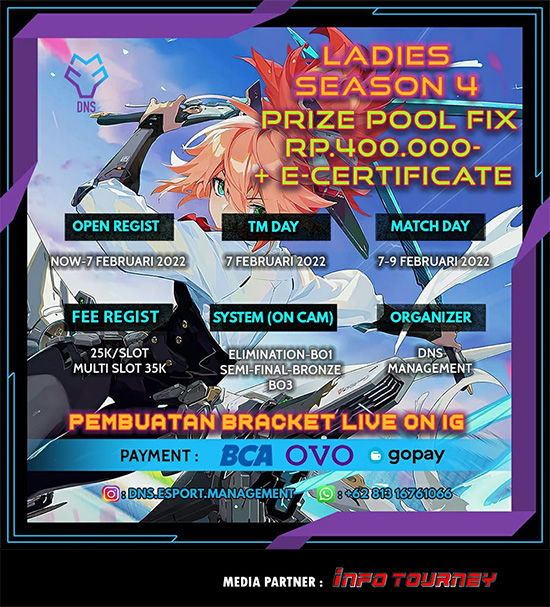 turnamen ml mlbb mole mobile legends februari 2022 dns esport ladies season 4 poster