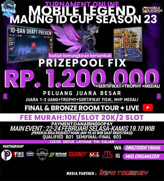 turnamen ml mlbb mole mobile legends februari 2022 maung id cup season 23 poster