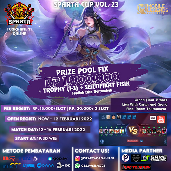 turnamen ml mlbb mole mobile legends februari 2022 sparta organizer season 23 poster