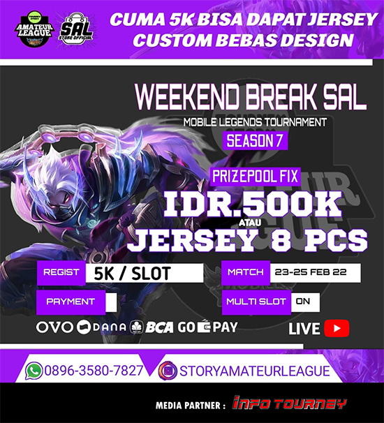 turnamen ml mlbb mole mobile legends februari 2022 weekend break sal season 7 poster