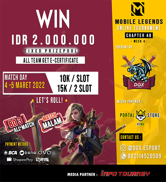 turnamen ml mlbb mole mobile legends maret 2022 dgx esport season 48 week 4 poster