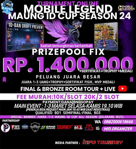 turnamen ml mlbb mole mobile legends maret 2022 maung id cup season 24 poster