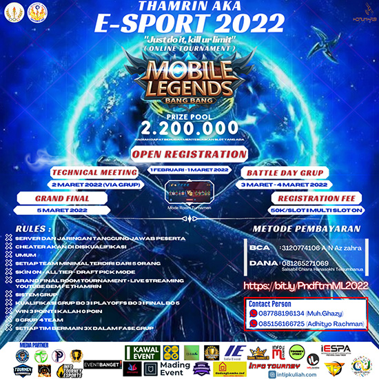 turnamen ml mlbb mole mobile legends maret 2022 thamrin aka esport 2022 poster 1