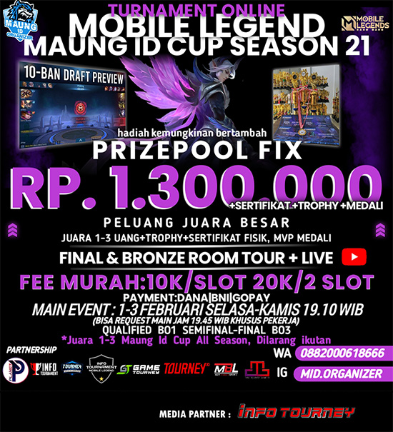 turnamen ml mlbb mole mobile legends februari 2022 maung id cup season 21 poster