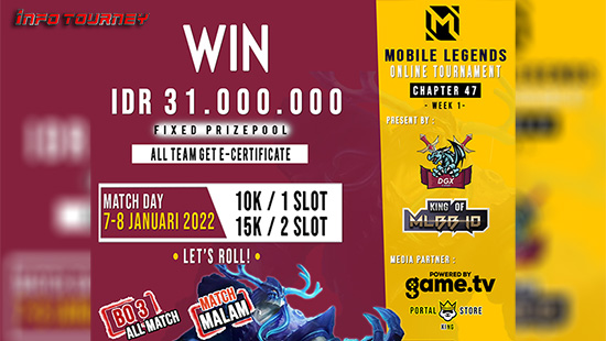 turnamen ml mlbb mole mobile legends januari 2022 dgx esport x king of mlbb 47 week 1 logo