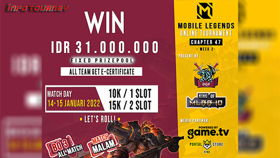 turnamen ml mlbb mole mobile legends januari 2022 dgx esport x king of mlbb 47 week 2 logo