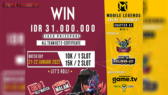 turnamen ml mlbb mole mobile legends januari 2022 dgx esport x king of mlbb 47 week 3 logo