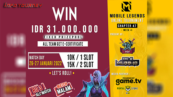 turnamen ml mlbb mole mobile legends januari 2022 dgx esport x king of mlbb 47 week 4 logo