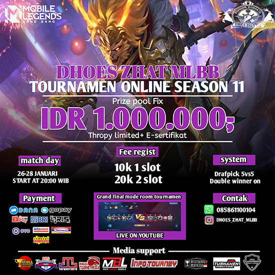 turnamen ml mlbb mole mobile legends januari 2022 dhoes zhat mlbb season 11 poster