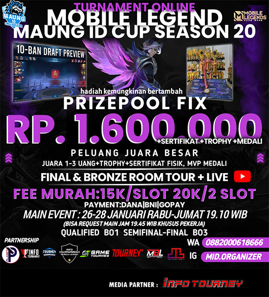 turnamen ml mlbb mole mobile legends januari 2022 maung id cup season 20 poster