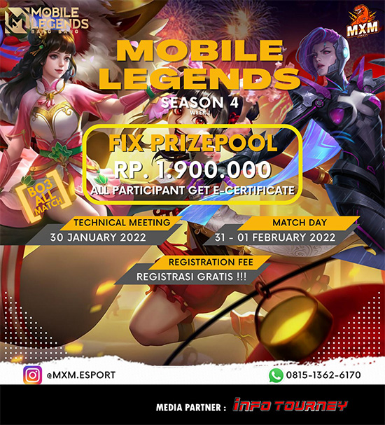 turnamen ml mlbb mole mobile legends januari 2022 mxm esport season 4 poster