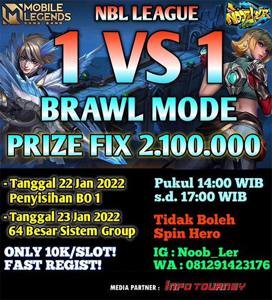 turnamen ml mlbb mole mobile legends januari 2022 noobler 1vs1 brawl 2 poster