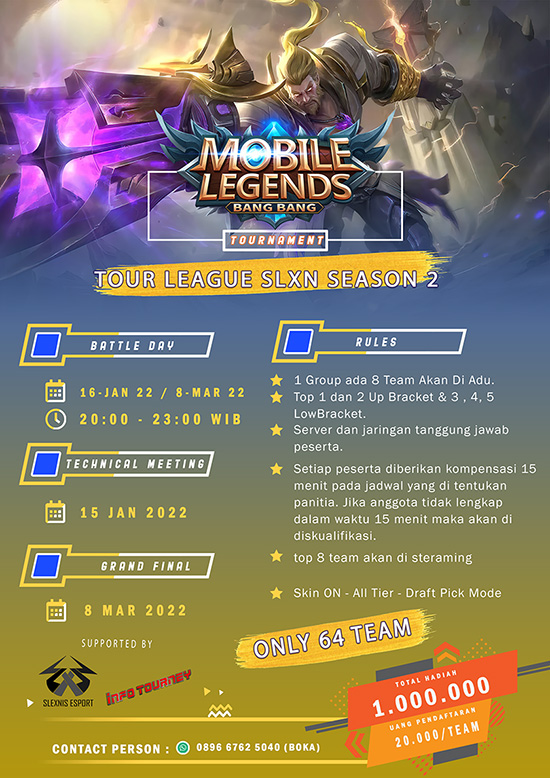 turnamen ml mlbb mole mobile legends januari 2022 slxn league season 2 poster