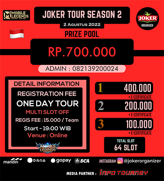 turnamen ml mlbb mole mobile legends agustus 2022 joker tour season 2 poster