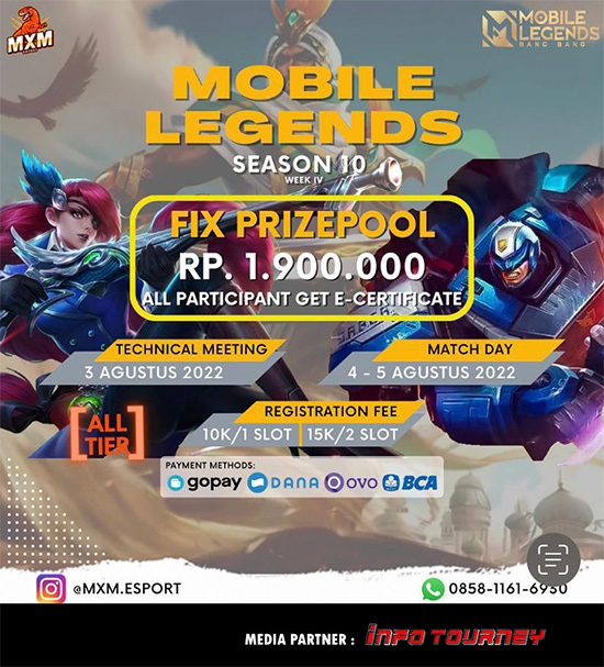 turnamen ml mlbb mole mobile legends agustus 2022 mxm esport season 10 week 4 poster